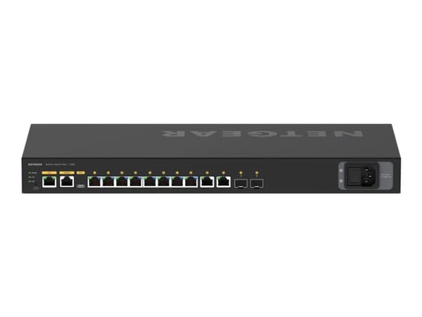 NETGEAR AV Line M4250-10G2XF-PoE+ - Switch - L3 - Administrerad - 10 x 10/100/1000 (8 PoE+) + 2 x 10 Gigabit SFP+ - sida till sida luftflöde - rackmo
