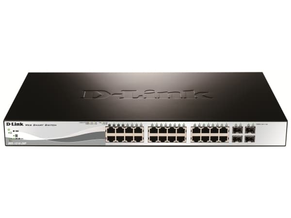D-Link Web Smart DGS-1210-28P - Kytkin - Administreret - 24 x 10/100/1000 (PoE) + 4 x Gigabit SFP - desktop, monterbar på stativ - PoE