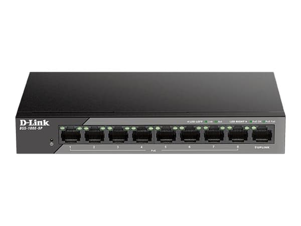 D-Link DSS-100E-9P, Hallitsematon, Fast Ethernet (10/100), Power over Ethernet -tuki