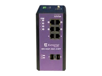 Extreme Networks ExtremeSwitching Industrial Ethernet Switches ISW 4GbP, 2GbT, 2-SFP - Switch - Styrt - 4 x 10/100/1000 (PoE+) + 2 x SFP + 2 x 10/100 Sort, Lilac