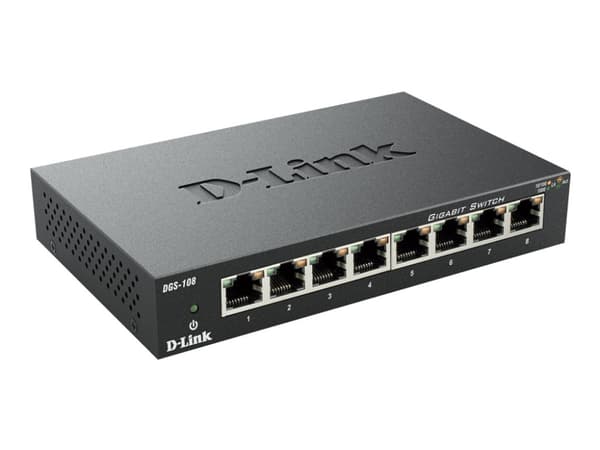 D-Link DGS 108 - Switch - 8 x 10/100/1000 - skrivbordsmodell