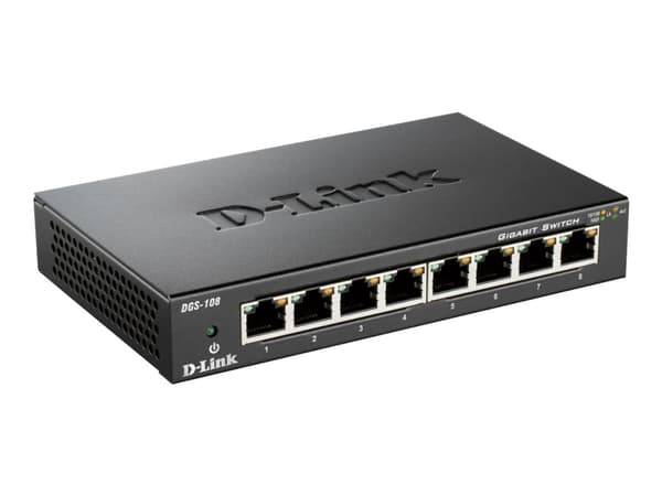 D-Link DGS 108 - Switch - 8 x 10/100/1000 - skrivbordsmodell