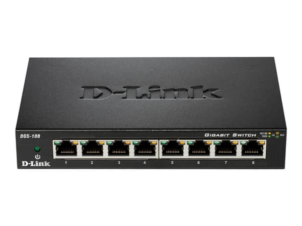 D-Link DGS 108 - Switch - 8 x 10/100/1000 - skrivbordsmodell