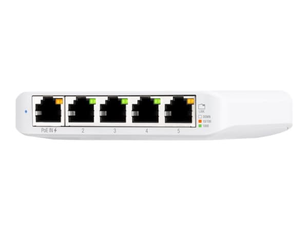 Ubiquiti UniFi Switch USW Flex Mini - Switch - smart - 4 x 10/100/1000 + 1 x 10/100/1000 (PoE+) - skrivbordsmodell - PoE+ (paket om 5)