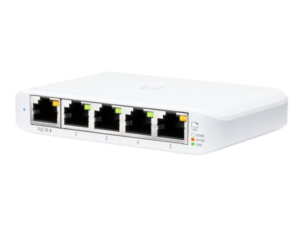 Ubiquiti UniFi Switch USW Flex Mini - Switch - smart - 4 x 10/100/1000 + 1 x 10/100/1000 (PoE+) - skrivbordsmodell - PoE+ (paket om 5)