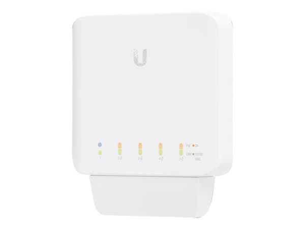 Ubiquiti UniFi Switch USW-FLEX - Switch - Styrt - 4 x 10/100/1000 (PoE) + 1 x 10/100/1000 (PoE++) - veggmonterbar, stangmonterbar - PoE++ (46 W) (en Hvit