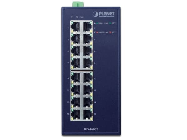 PLANET IGS-1600T, Ohanterad, L2, Gigabit Ethernet (10/100/1000), Full duplex, Monteringsbar på väggen