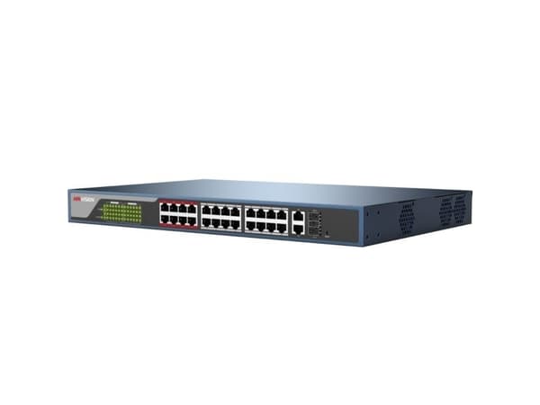 Hikvision Pro Series DS-3E1326P-EI - Switch - smart - 24 x 10/100 (24 PoE) + 2 x combo Gigabit - skrivbordsmodell - PoE (370 W)