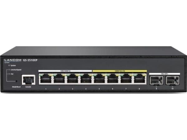 Lancom Systems GS-3510XP, Hallittu, L2, 2.5G Ethernet (100/1000/2500), Power over Ethernet -tuki, Telineasennus, 1U