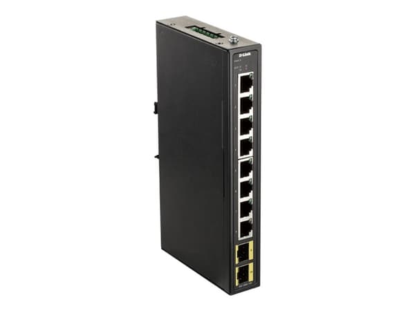 D-Link DIS 100G-10S - Switch - ohanterad - 8 x 10/100/1000 + 2 x 100/1000 SFP - DIN-skenmonterbar, väggmonterbar Svart