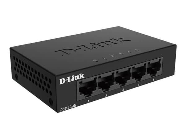 D-Link DGS 105GL - Switch - ikke-styrt - 5 x 10/100/1000 - stasjonær Sort
