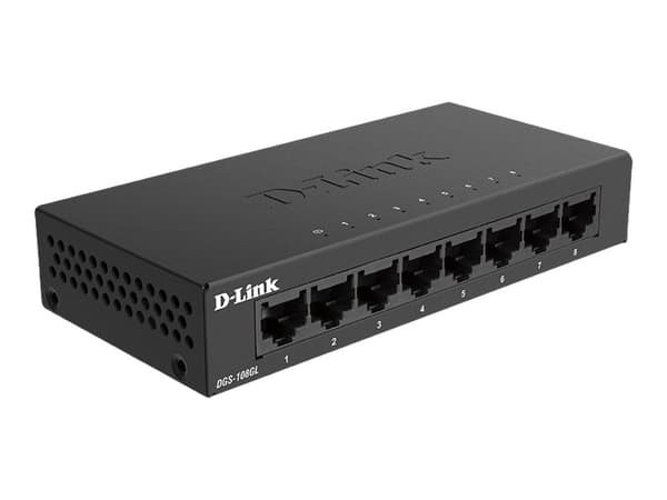 D-Link DGS 108GL - Switch - ohanterad - 8 x 10/100/1000 - skrivbordsmodell