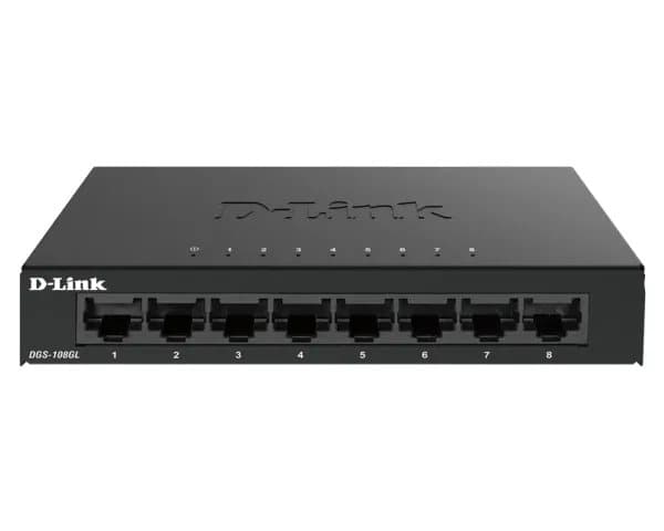 D-Link DGS 108GL - Switch - ohanterad - 8 x 10/100/1000 - skrivbordsmodell Svart