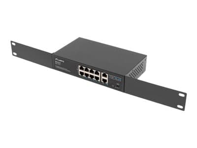 Lanberg RSFE-8P-2GE-120 - Kytkin - valvomaton - 2 x 10/100 (uplink) + 8 x 10/100 (PoE+) - pöytä, seinäasennettava - PoE+ (120 W) musta
