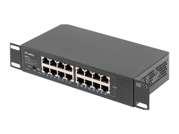 Lanberg RSGE-16 - Switch - ikke-styrt - 16 x 10/100/1000 - stasjonær, rackmonterbar