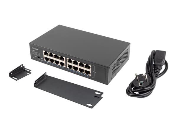Lanberg RSGE-16 - Switch - ikke-styrt - 16 x 10/100/1000 - stasjonær, rackmonterbar