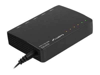 Lanberg DSP3-1005 - Switch - ikke-styrt - 5 x 10/100/1000 (4 PoE+) - stasjonær, veggmonterbar - PoE+ (60 W) Sort