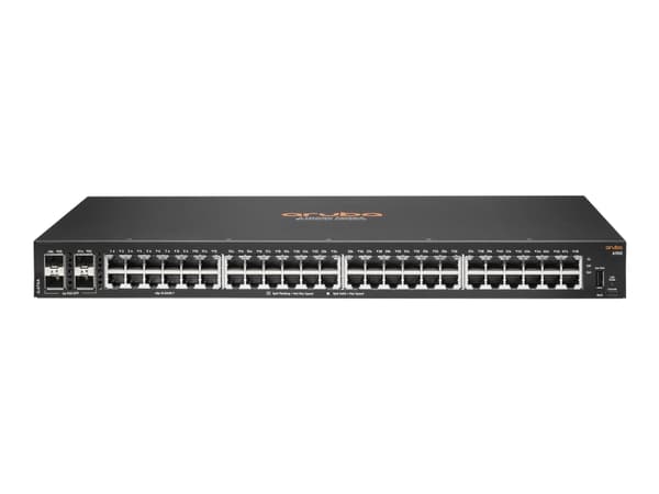 HPE Aruba 6100 48G 4SFP+ Switch - Switch - Administrerad - 48 x 10/100/1000 + 4 x 1 Gigabit / 10 Gigabit SFP+ - sida till sida luftflöde - rackmonter