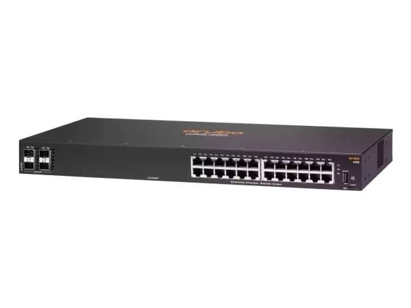 HPE Aruba 6100 24G 4SFP+ -kytkin - Kytkin - Hallittu - 24 x 10/100/1000 + 4 x 1 Gigabit / 10 Gigabit SFP+ - ilmavirta vierekkäin - telineasennettava musta