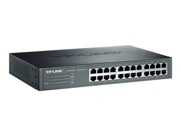 TP-Link TL-SG1024D - Switch - 24 x 10/100/1000 - skrivbordsmodell, rackmonterbar Grå