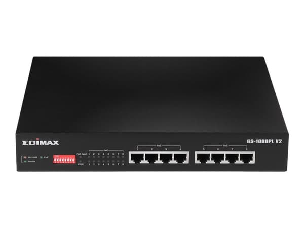 Edimax GS-1008PH - V2 - switch - ohanterad - 4 x 10/100/1000 (PoE+) + 4 x 10/100/1000 - skrivbordsmodell - PoE+ (70 W)