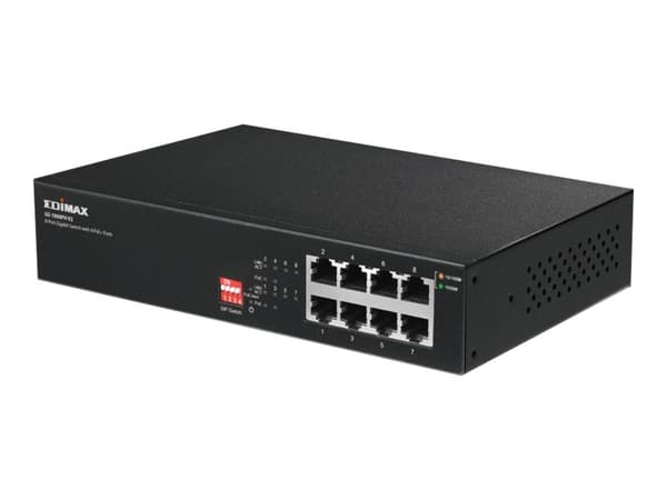 Edimax GS-1008PH - V2 - switch - ikke-styrt - 4 x 10/100/1000 (PoE+) + 4 x 10/100/1000 - stasjonær - PoE+ (70 W) Sort