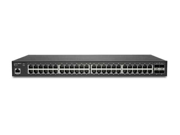 SonicWall-kytkin SWS14-48 - Kytkin - Administreret - 48 x 10/100/1000 + 4 x 10 Gigabit SFP+ - monterbar på stativ - med 3 års 24x7-tuki