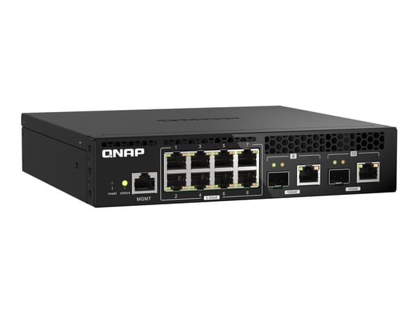 QNAP QSW-M2108R-2C, Hallittu, L2, 2.5G Ethernet (100/1000/2500), Täysin kaksipuolinen, Power over Ethernet -tuki, Telineasennus
