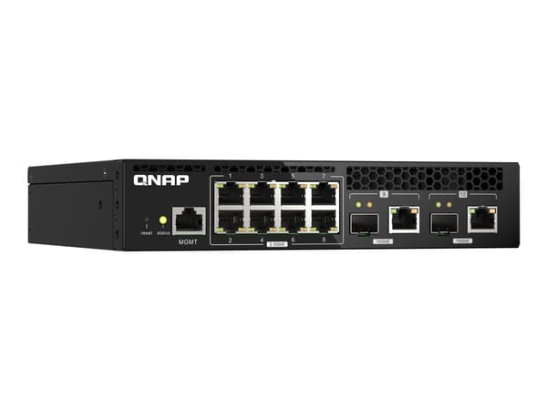 QNAP QSW-M2108R-2C, Hallittu, L2, 2.5G Ethernet (100/1000/2500), Täysin kaksipuolinen, Power over Ethernet -tuki, Telineasennus