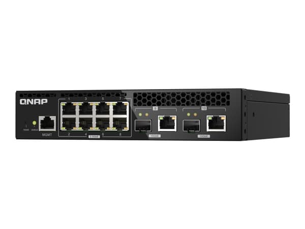 QNAP QSW-M2108R-2C, Hallittu, L2, 2.5G Ethernet (100/1000/2500), Täysin kaksipuolinen, Power over Ethernet -tuki, Telineasennus