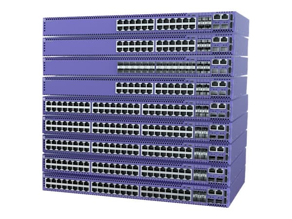 Extreme Networks ExtremeSwitching 5420M - Switch - L3 - Administrerad - 48 x 10/100/1000 (PoE++) + 4 x 1/10/25 Gigabit SFP28 + 2 x SFP-DD (stapelbar) Lila
