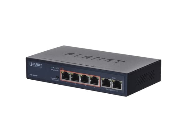 PLANET FSD-604HP, Hallitsematon, Fast Ethernet (10/100), Täysin kaksipuolinen, Power over Ethernet -tuki