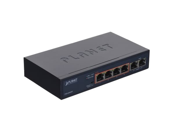 PLANET FSD-604HP, Hallitsematon, Fast Ethernet (10/100), Täysin kaksipuolinen, Power over Ethernet -tuki