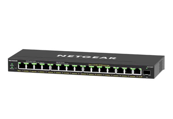 NETGEAR Plus GS316EPP - Switch - Administrerad - 15 x 10/100/1000 (PoE+) + 1 x SFP - skrivbordsmodell, väggmonterbar - PoE+ (231 W)