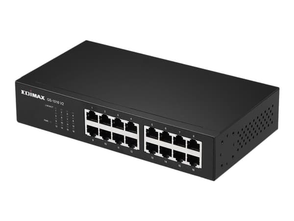 Edimax GS-1016 V2 - Switch - 16 x 10/100/1000 - rackmonterbar, stasjonær, veggmonterbar Sort