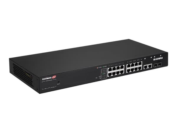 Edimax GS-5216PLC - Switch - smart - 16 x 10/100/1000 + 2 x combo Gigabit SFP/RJ-45 (upplänk) - rackmonterbar - PoE+ (280 W)