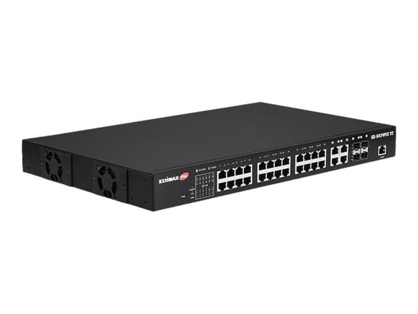 Edimax Pro GS-5424PLC V2 - Switch - smart - 24 x 10/100/1000 (PoE+) + 4 x combo SFP - monterbar på stativ - PoE+ (400 W)