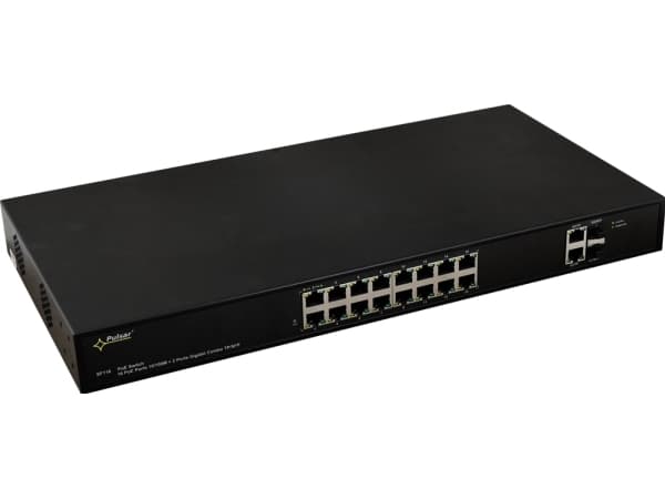 PULSAR SF116, Håndtert, Fast Ethernet (10/100), Strøm over Ethernet (PoE), Rack-montering, 1U Sort
