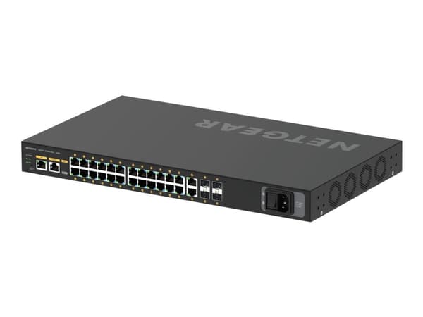 NETGEAR AV Line GSM4230P-100EUS - Switch - L3 - Administrert - 24 x 10/100/1000 (PoE+) + 2 x 10/100/1000 + 4 x 1000Base-X SFP - side til side luftstr Sort