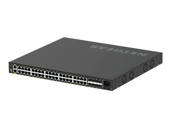 NETGEAR AV Line M4250-40G8XF-PoE+ - Switch - L3 - Administrerad - 40 x 10/100/1000 (PoE+) + 8 x 1 Gigabit / 10 Gigabit SFP+ - sida till sida luftflöd Svart