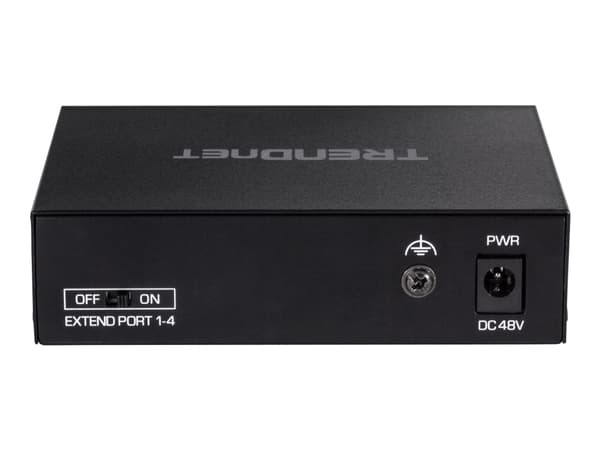 TRENDnet TE-FP051 - Switch - ohanterad - 4 x 10/100 (PoE+) + 1 x 10/100 - skrivbordsmodell, väggmonterbar - PoE+ (60 W)