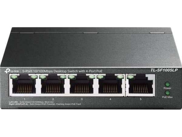 TP-Link TL-SF1005LP, Ohanterad, Fast Ethernet (10/100), Full duplex, Strömförsörjning via Ethernet (PoE) stöd