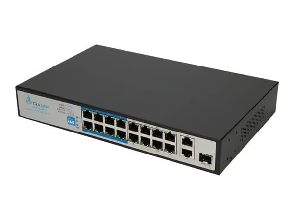 Extralink VIRTUS - V3 - switch - ohanterad - 16 x 10/100 (PoE+) + 1 x 10/100/1000 (upplänk) + 1 x kombinations-Gigabit SFP (upplänk) - rackmonterbar