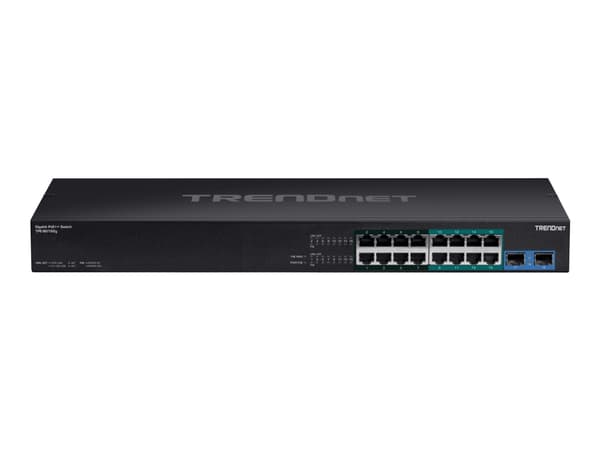 TRENDnet TPE BG182G - Switch - ej administrerbar - 8 x 10/100/1000 (UPOE / 4PPoE) + 8 x 10/100/1000 (PoE+) + 2 x SFP - monterbar på stativ - UPOE / 4