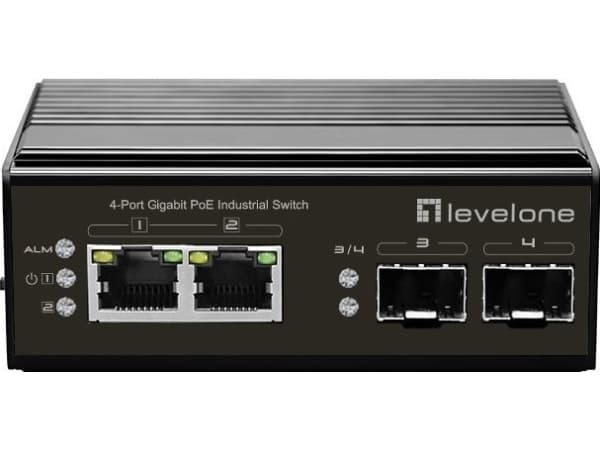 LevelOne IGP-0431 - Switch - ohanterad - 2 x 10/100/1000 (PoE) + 2 x Gigabit SFP - DIN-skenmonterbar - PoE - DC power