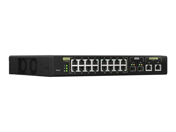 QNAP QSW-M2116P-2T2S - Switch - Styrt - 16 x 100/1000/2.5G (PoE+) + 2 x 10 Gigabit SFP+ + 2 x 100/1000/2.5/5/10G (PoE++) - stasjonær, rackmonterbar -
