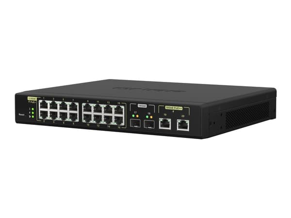 QNAP QSW-M2116P-2T2S - Switch - Styrt - 16 x 100/1000/2.5G (PoE+) + 2 x 10 Gigabit SFP+ + 2 x 100/1000/2.5/5/10G (PoE++) - stasjonær, rackmonterbar -