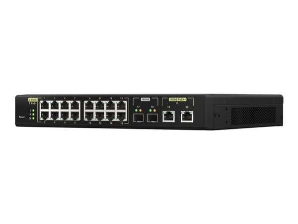 QNAP QSW-M2116P-2T2S, Hallittu, L2, 2.5G Ethernet, Täysin kaksipuolinen, Power over Ethernet -tuki, Telineasennus musta