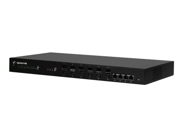 Ubiquiti EdgeSwitch ES-16-XG - Switch - L3 - Administrerad - 12 x 10 Gigabit SFP+ + 4 x 10 Gigabit Ethernet - rackmonterbar - Växelström 120/230 V/li Svart