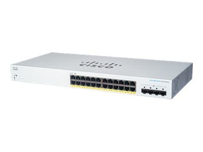 Cisco Business 220 Series CBS220-24FP-4G - Switch - smart - 24 x 10/100/1000 (PoE+) + 4 x Gigabit SFP (opplink) - rackmonterbar - PoE+ (382 W) Hvit
